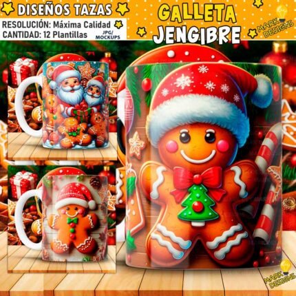 Diseños Galleta Jengibre Tazas Navidad