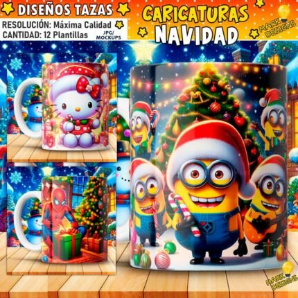 Diseños Caricaturas Navidad Tazas