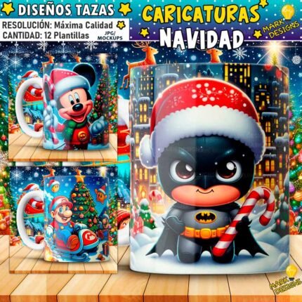 Diseños Caricaturas Navideñas Tazas
