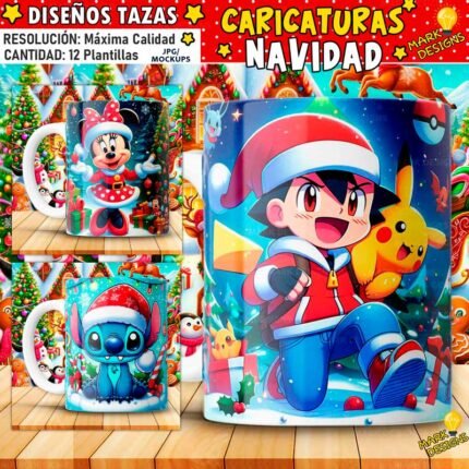 Plantillas Caricaturas navidad tazas