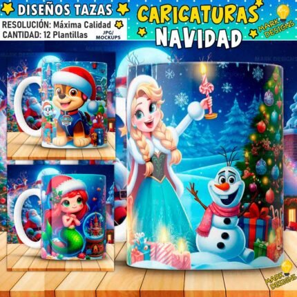 Caricaturas Plantillas Navideñas Tazas