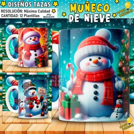 Plantillas Muñeco de Nieve Tazas