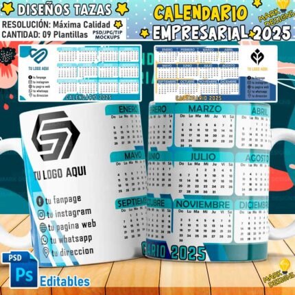 Diseños Calendarios Empresariales 2025 Tazas