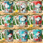 Plantillas Snoopy Navideños Tazas