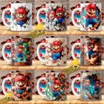 Plantillas Mario Bros 3D Tazas