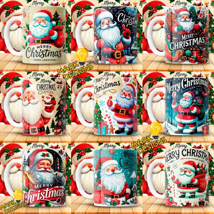 Diseños Navideños Papa Noel Tazas
