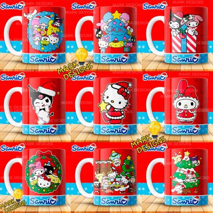Plantillas Navideñas de Sanrio Tazas