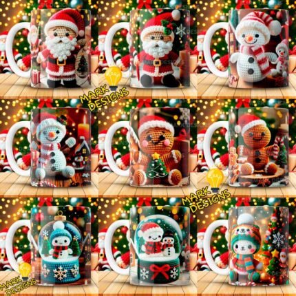 Diseños Amigurumi Navideños para Tazas