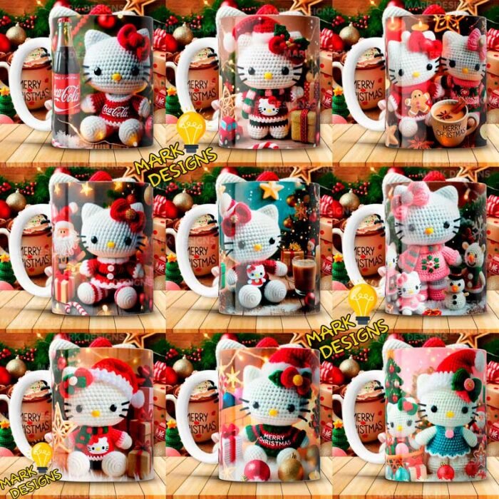 Plantillas Amigurumi Hello Kitty Tazas