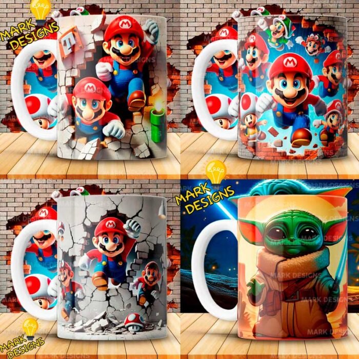 Plantillas Mario Bros 3D Tazas - Image 3