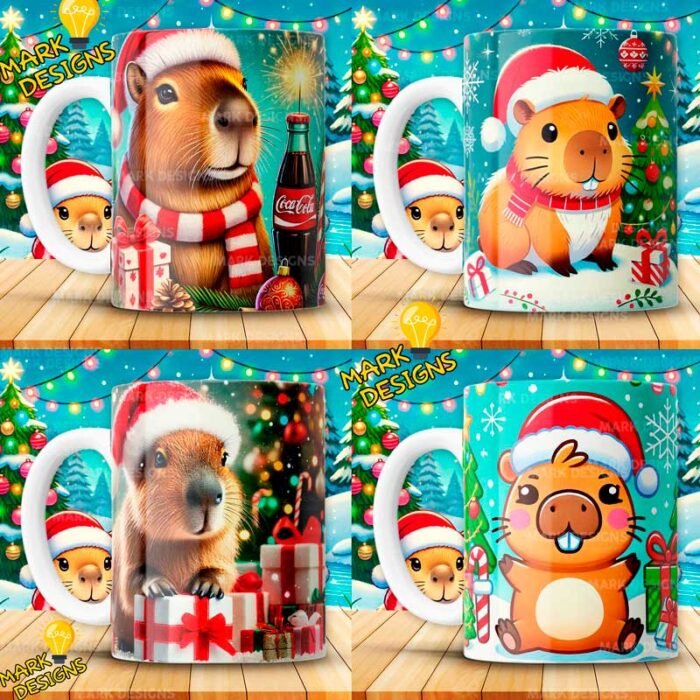 Diseños Capibara Navideños para Tazas - Image 3