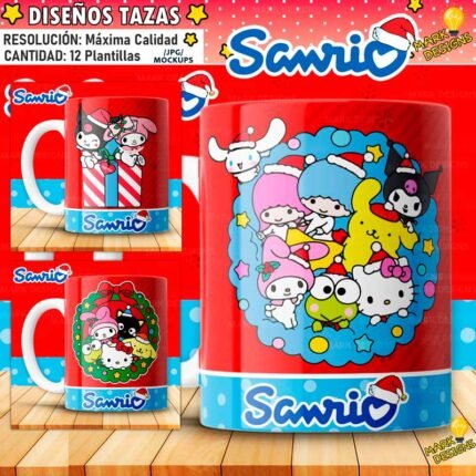 Plantillas Navideñas de Sanrio Tazas