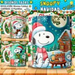 Plantillas Snoopy Navideños Tazas