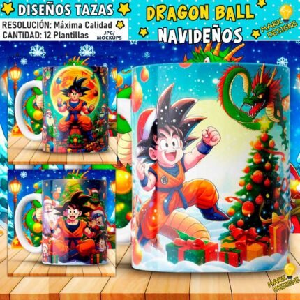Plantillas Navideños de Dragon Ball Tazas