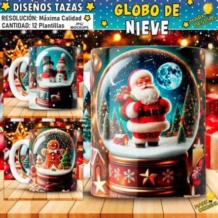 Diseños Globo de Nieve Tazas Navideños