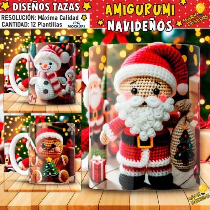 Diseños Amigurumi Navideños para Tazas