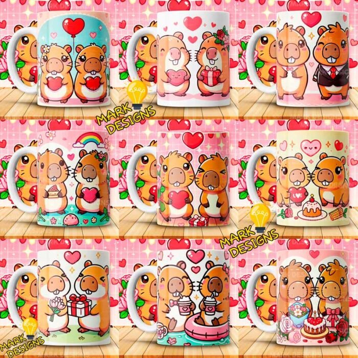 Diseños Capibara San Valentín Tazas