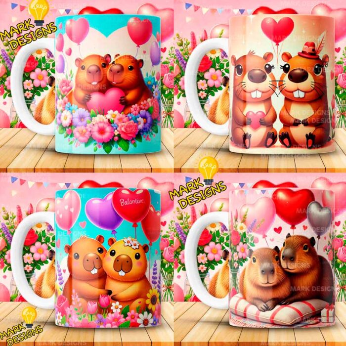 Diseños Capibara San Valentín Tazas - Image 3