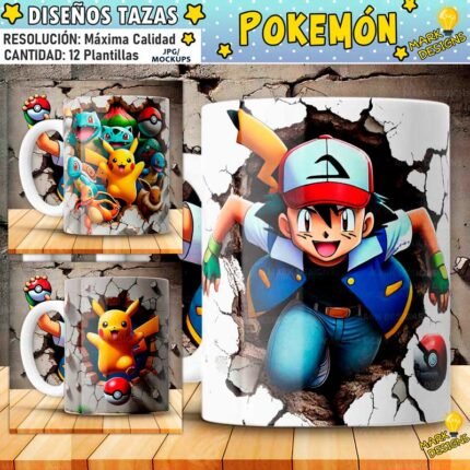 Diseños Pokemón 3D Tazas