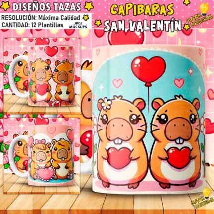 Diseños Capibara San Valentín Tazas
