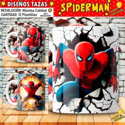 Diseños Spiderman 3D para Tazas