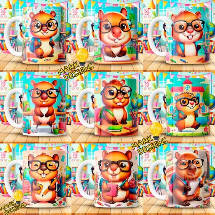 Capybaras escolares para tazas