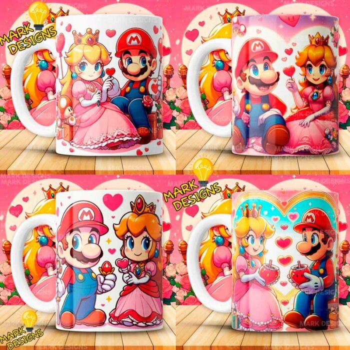 Plantillas Mario Bros San Valentín Tazas - Image 3