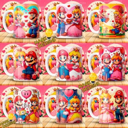 Plantillas Mario Bros San Valentín Tazas