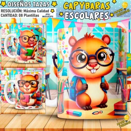 Capybaras escolares para tazas