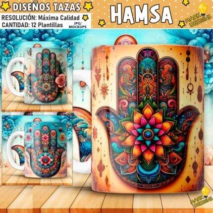 Plantillas Hamsa para Tazas