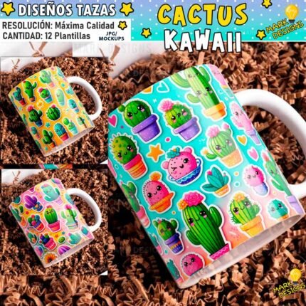 Diseños Cactus para sublimar Tazas