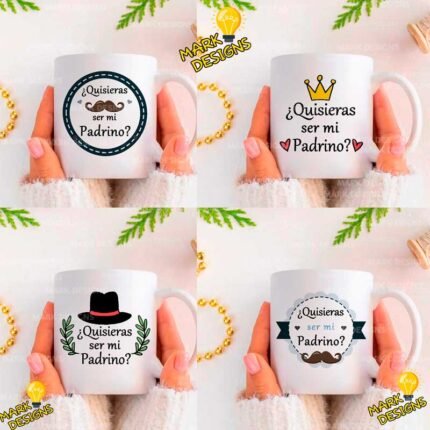 Plantillas quisieras ser mi Padrino tazas