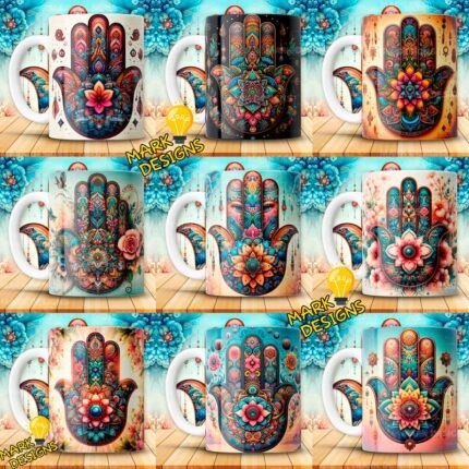 Plantillas Hamsa para Tazas