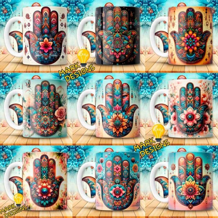 Plantillas Hamsa para Tazas
