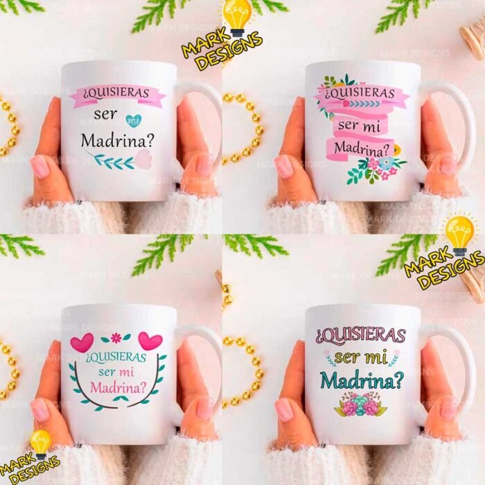Plantillas Quisieras ser mi Madrina Tazas