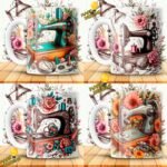 Plantillas Máquinas de coser Tazas Vintage - Image 3