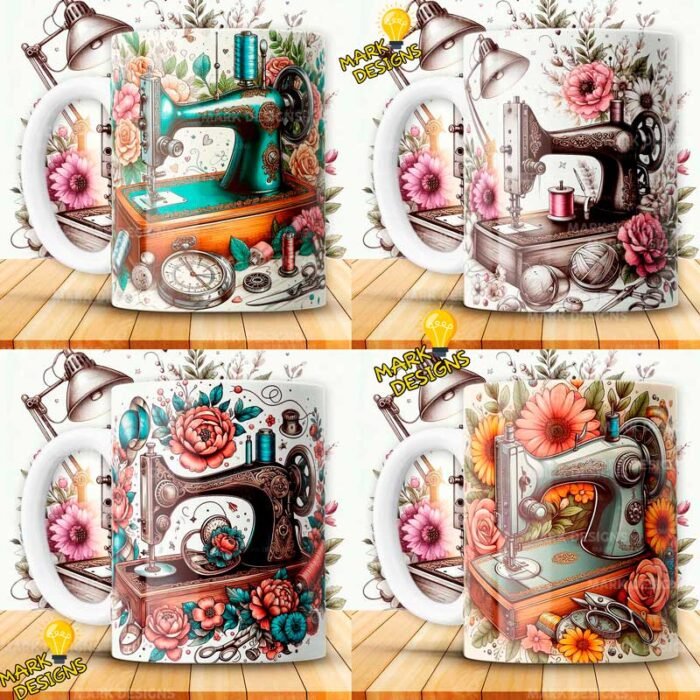 Plantillas Máquinas de coser Tazas Vintage - Image 3
