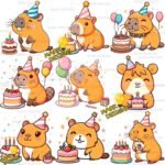 Vectores Capibaras Cumpleaños y Png