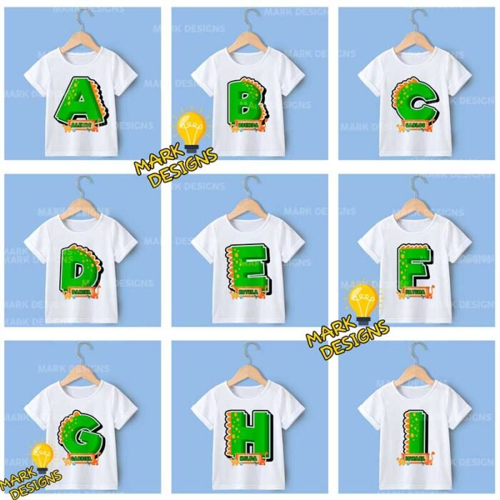 Abecedario de Dinosaurios para Camisetas