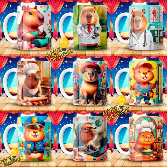 Profesiones Capibaras Plantillas Tazas