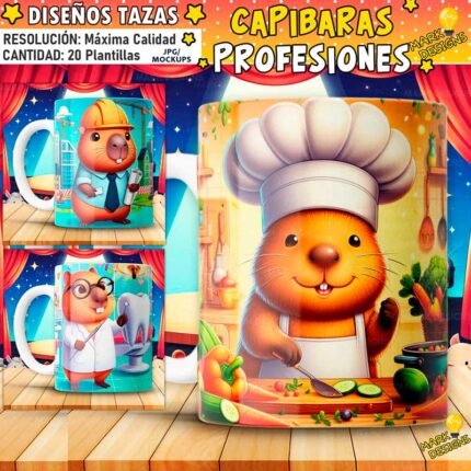 Plantillas Capibaras Profesiones tazas