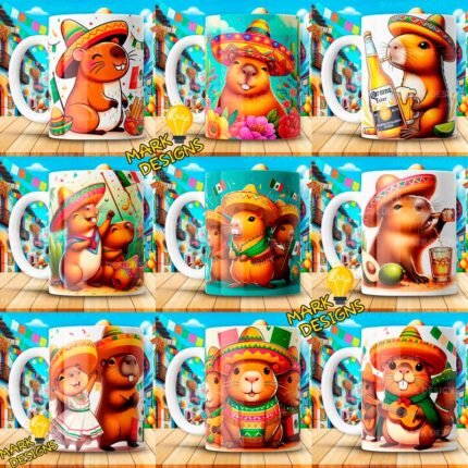 Plantillas Capibaras Mexicanos para Tazas