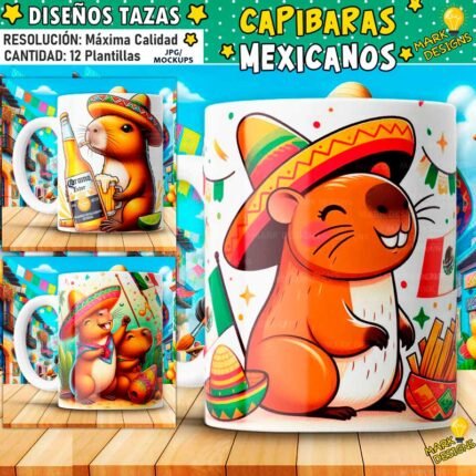 Plantillas Capibaras Mexicanos para Tazas