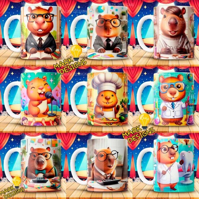 Plantillas Capibaras Profesiones tazas