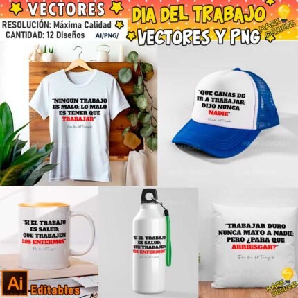 Dia del trabajo Frases Vectores y Png