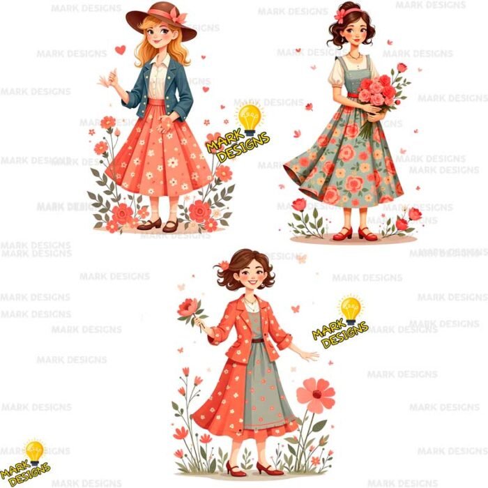 Mujeres Divertidas Vintage en Png - Image 3