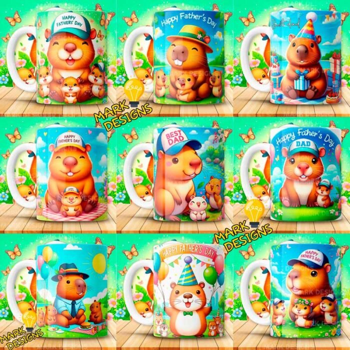 Plantillas Capibara Dia del Padre Tazas