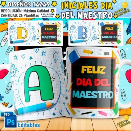 Iniciales Día del Maestro Tazas
