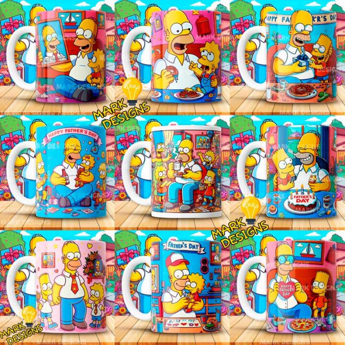 Plantillas Simpsons día del Padre para Tazas