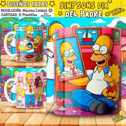 Plantillas Simpsons día del Padre para Tazas